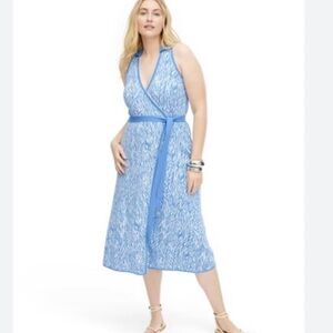 Blue Sleeveless Wrap Dress